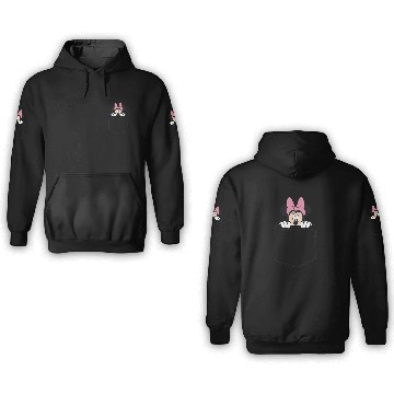 Discover Black Disney Minnie Mouse Classic Fit  - Crew Neck 3D Hoodies