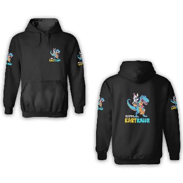 Discover Dinosaur Dino Unicorns Happy Easter TRex Unicorns Happy Easter Egg Easter Party 3D Hoodies