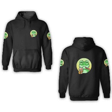 Discover Frog Gift Cute Kawaii Toad Drinking Bubble Tea a Frog Boba Tea 3D Hoodies