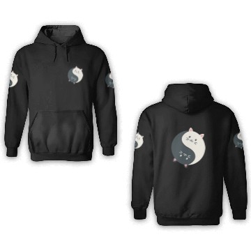 Discover Cat Paws and Adorable Chinese Yin and Yang Cats Funny Cat 3D Hoodies