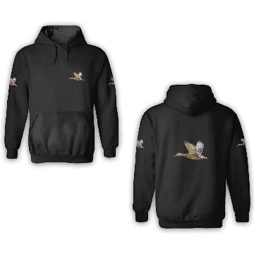 Discover Duck Gift Mallard Duck in Flight Ornithology 3D Hoodies