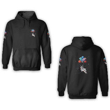 Discover Astronauts Floating Astronaut Balloon Galaxy Futuristic Outer Space 3D Hoodies