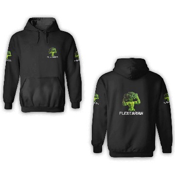 Discover Flexitarian Broccoli Bodybuilder Clean Eating Weight Lifting 3D Hoodies