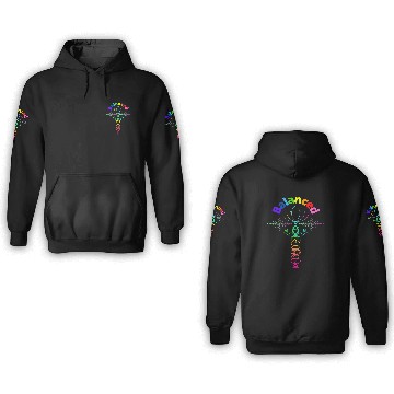 Discover Balanced multi color Meditation Namaste 3D Hoodies