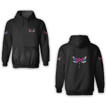 Discover Colourful Polygon Dragonfly I Geometry I Dragonfly 3D Hoodies