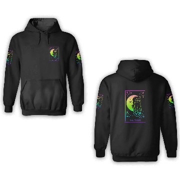 Discover The Moon Tarot Card Black Magic Witchcraft Fortune Telling 3D Hoodies