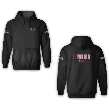 Discover Honolulu Hawaii Vintage Text Pink Print Pullover 3D Hoodies