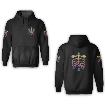 Discover Halloween Skeleton Rib Cage 3D Hoodies
