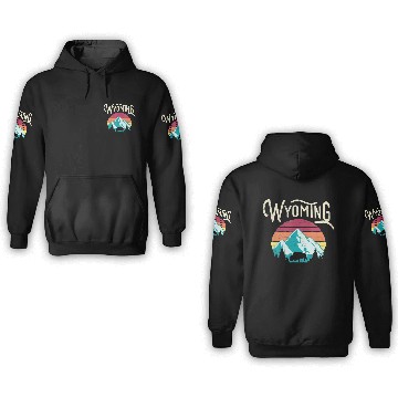 Discover Retro Wyoming Mountains State Wildlife 3D Hoodies