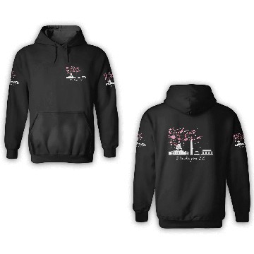 Discover Washington DC Monuments Memorials Cherry Blossoms 3D Hoodies