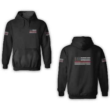 Discover Black American flag with red stripe- thin line us 3D Hoodies