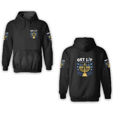 Discover Funny Ugly Hanukkah Sweater Lets Get Lit Menorah 298 Zip 3D Hoodies