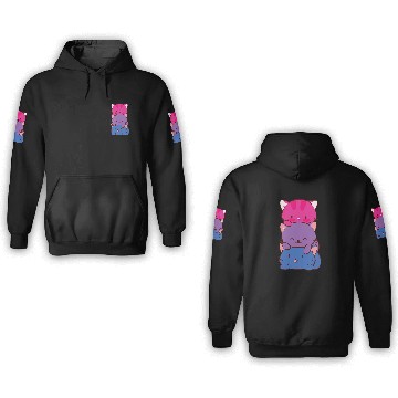 Discover Bisexual Pride Kawaii Kitty Cat Stack Anime Baseball Tees 3D Hoodies