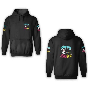 Discover Rabbits Happy Easter Cute Rabbit Eating Easter Eggs Easter Sunday 3D Hoodies