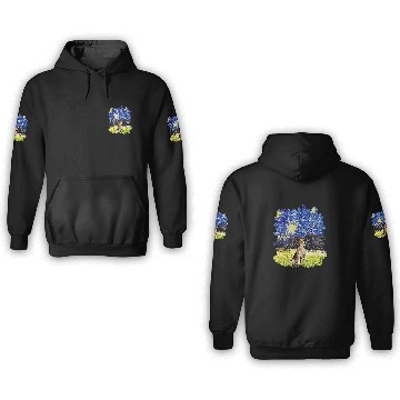 Discover Starry Night Impressionist Dog Art English Foxhound 3D Hoodies