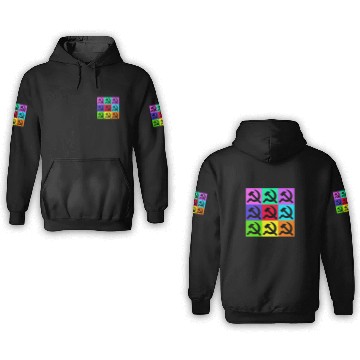 Discover Black Hammer and Sickle Communist Colorful Pop Art 3D Hoodies