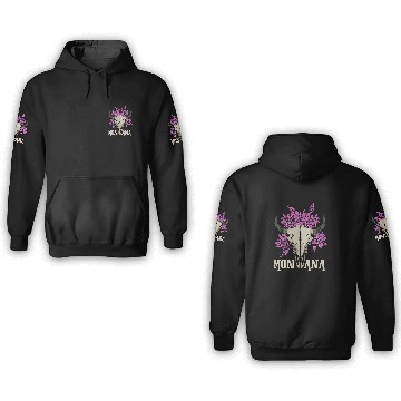 Discover Skeletons Skulls Buffalo Skull Bitterroot Flower Montana Awesome Skull 3D Hoodies