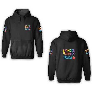 Discover Kinder Squad Kindergarten Teacher Kids Back School 1st Day 3D Hoodies