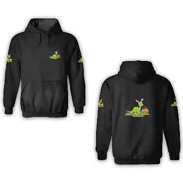 Discover Funny Easter Egg Hunting Bunny Brontosaurus Dinosaur Easter 3D Hoodies