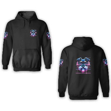 Discover Schnauzer Pet Vaporwave Synthwave Mini Schnauzer Retro Miniature Zip 3D Hoodies