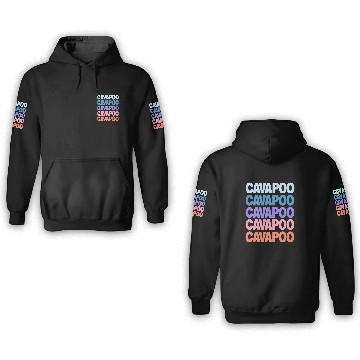 Discover Cavapoo Pet Funny Modern Repeated Text Design Zip 3D Hoodies