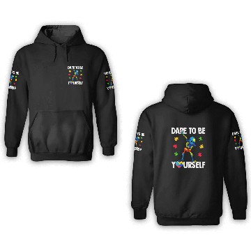 Discover Autism Puzzle Dare To Be Yourself Autism Awareness 21 Baseball Tees 3D Hoodies
