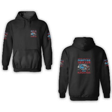 Discover Never Underestimate A Grumpy Old Trucker With Motorcycle Baseball Tees 3D Hoodies