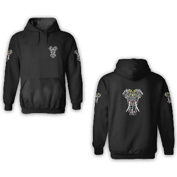 Discover Elephant Mammal Colored Elephant Ethnic patterned Art Zip 3D Hoodies