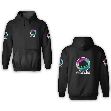 Discover Bear Pet Alaska Souvenir Alaskan Bear Northern Lights 3D Hoodies