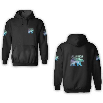 Discover Alaskan Bear Northern Lights Aurora Borealis Nature Sky 1 3D Hoodies