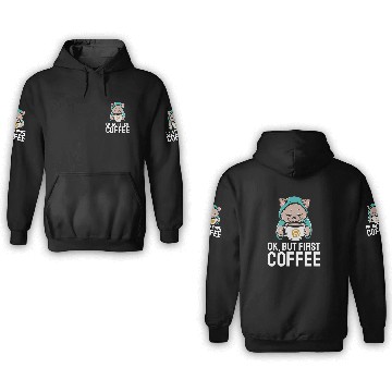 Discover Coffee Fun ok but first coffee cat Baseball Tees 3D Hoodies