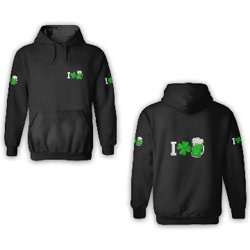 Discover Beer Fun I Love Beer Four Leaf Clover St Patricks Day Drinking Party 3D Hoodies