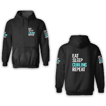 Discover Eat Sleep Curling Repeat Devoted Supporter Gift 3D Hoodies
