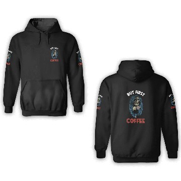 Discover Coffee Fun But First Coffee Grim Reaper Baseball Tees 3D Hoodies