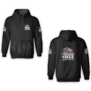 Discover Beer Fun If It Involves Cornhole Beer Count Me In USA Flag Cornhole 2 3D Hoodies