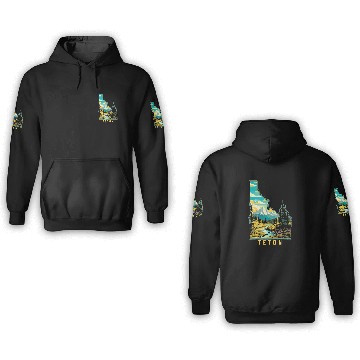 Discover Teton Idaho State Outdoor Nature Graphic 3D Hoodies