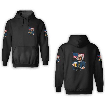 Discover Beer Fun Benjamin Franklin With Beer Mug American Flag 3D Hoodies