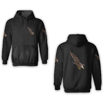 Discover Realistic Bald Eagle Hunting Down For Lovers Birds Watching 3D Hoodies