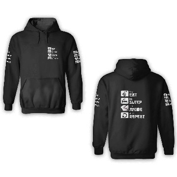 Discover Eat Sleep Anime Repeat Funny Art 3D Hoodies