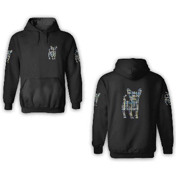 Discover Chihuahua Dog Silhouette Abstract Grid Pattern 3D Hoodies
