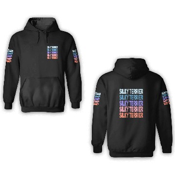 Discover Funny Modern Repeated Text Design Silky Terrier 3D Hoodies