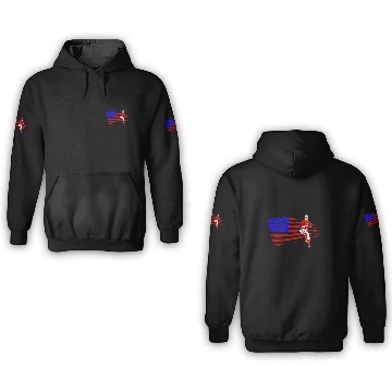 Discover Baseball Pitcher American Flag USA Flag Baseball 3D Hoodies