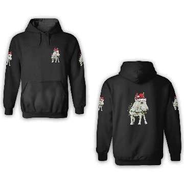 Discover Cute Bull Terrier Santa Christmas Tree Lights Xmas 3D Hoodies
