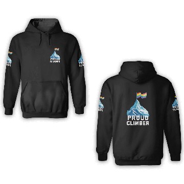 Discover Proud Climber Rainbow Flag Love Queer Pride Month Climbing Baseball Tees 3D Hoodies