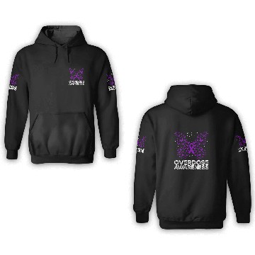 Discover Overdose Awareness Purple Ribbon Butterfly 3D Hoodies