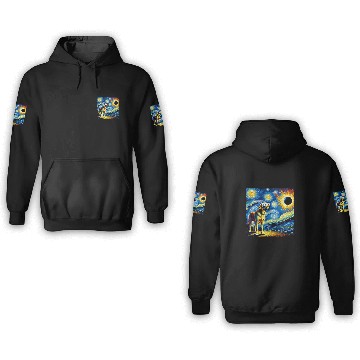 Discover Labrador Retriever Solar Eclipse 2024 Van Gogh Starry Night Baseball Tees 3D Hoodies