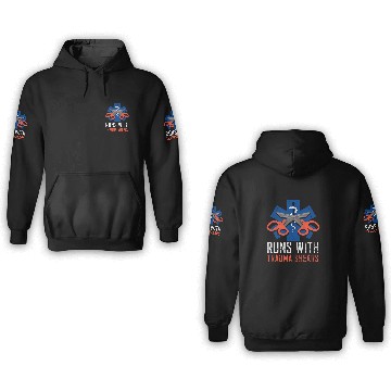Discover Runs With Trauma Shears Gift Ambulance EMT First Aider 3D Hoodies