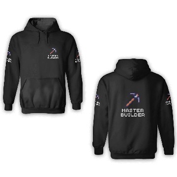 Discover Master Builder Funny Video Game Pickaxe Pixel Art Gamer 3D Hoodies