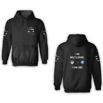 Discover Funny Nerdy I am Multilingual I Code Computer Programmer Zip 3D Hoodies