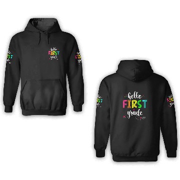 Discover Hello First Grade Kids Teacher Student Back To School Baseball Tees 3D Hoodies
